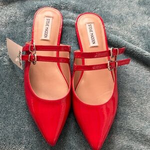 Steve Madden Double Strap Red Mules